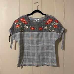 THML Plaid Embroidered Short Sleeve Shirt